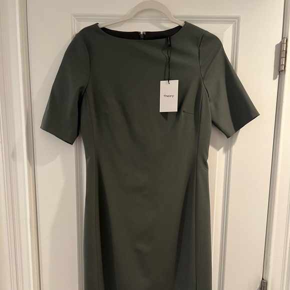 THEORY Boat Neck Sheath Dress in Stretch Sevona Wool (NWT) - Picture 4 of 5